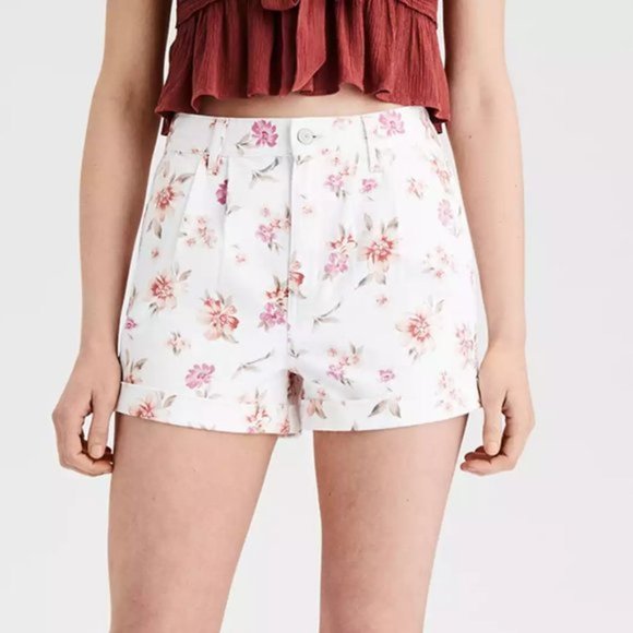 American Eagle Outfitters Pants - NWOT American Eagle Outfitters White Floral Print Mom Shorts Women's Size 10